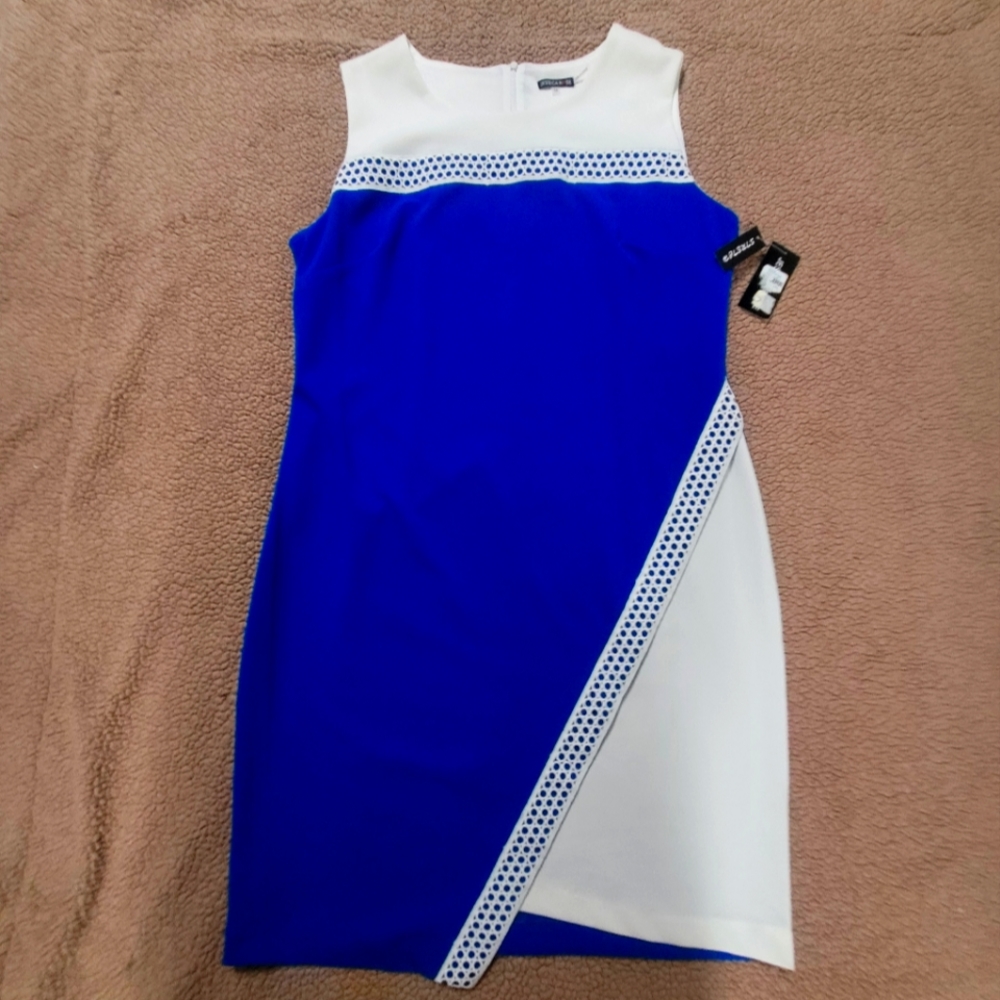 NWT blue and white sleeveless dress SZ 14